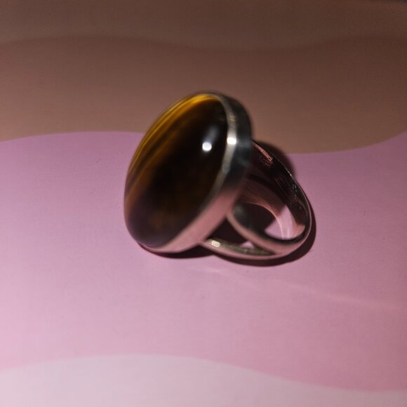 Stunning Tiger’s Eye sterling silver ring, size 9 - Picture 2 of 2
